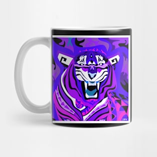 the zodiac tiger in deep purple ecopop mandala pattern wallpaper Mug